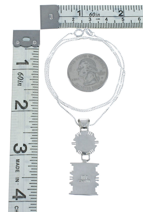 Southwest Turquoise Inlay Sterling Silver Box Chain Necklace Set JX129091